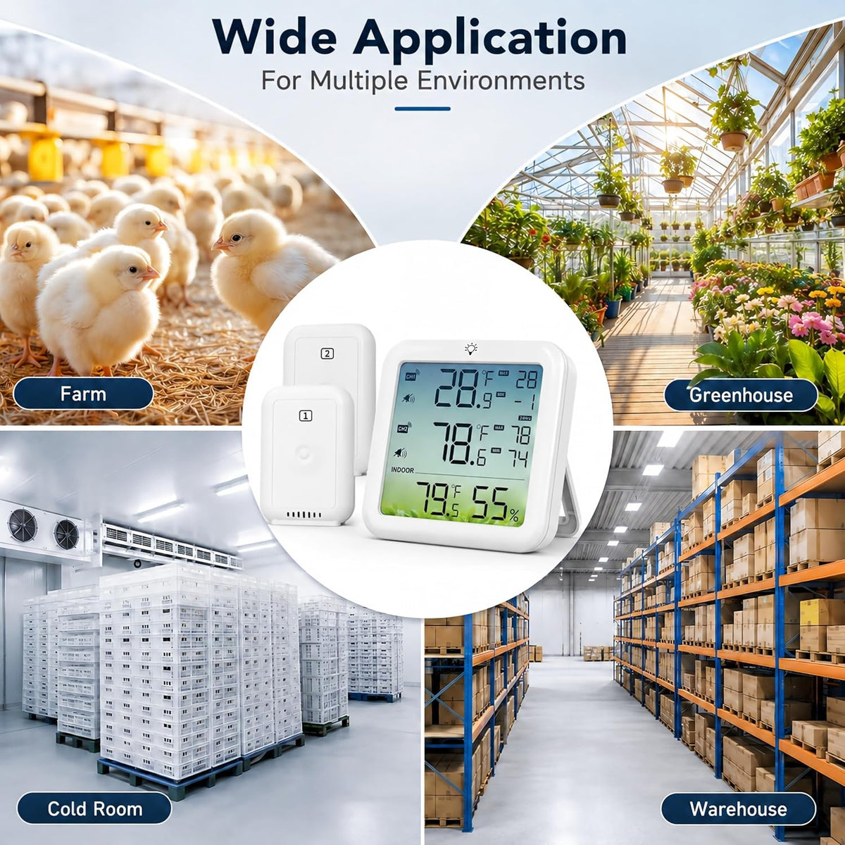 Refrigerator Thermometer with Alarm Freezer Thermometer with 2 Probes