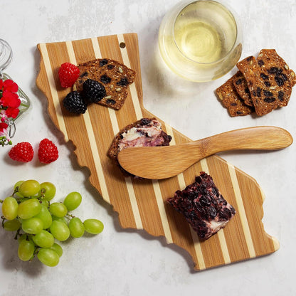 Totally Bamboo California Charcuterie Board with Spreader Knife Gift Set, 11-3/8" x 8-7/8"
