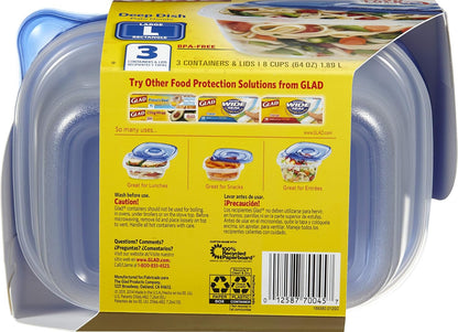 Glad GladWare To Go Snack Food Storage Containers with Lids, Medium Rectangle No BPA Plastic with Built-In Dressing Cup for Salads and Snacks, Microwave Dishwasher Safe, 24 Oz, 4 Count