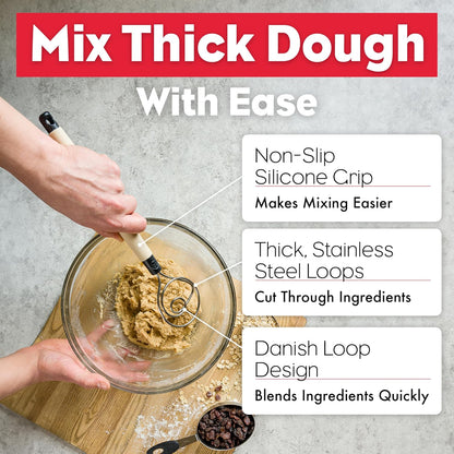 Brod & Taylor Dough Whisk - Heavy Duty Dishwasher-Safe Mixing Tool