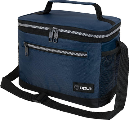 opux Insulated Lunch Box Men Women, Lunch Bag for Work School, Leakproof Soft Cooler Tote Adult, Large Lunch Pail Kids Boys Girls, Picnic Beach Food Bag with Shoulder Strap, Purple Floral