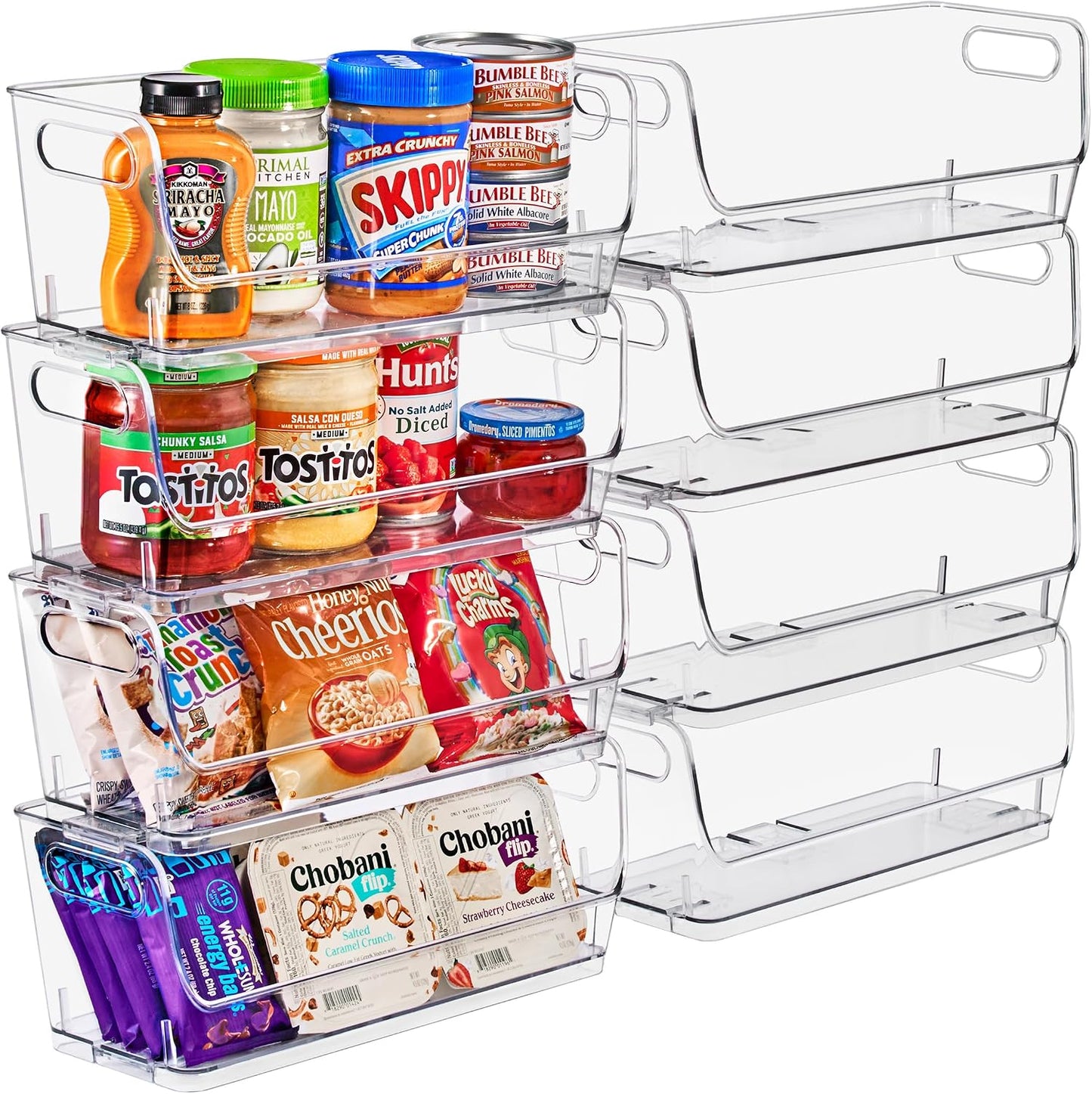 Sorbus Stackable Storage Bins Open Front - Clear Stackable Storage Bins - Pantry Bins for Storage and Organization - Acrylic Stackable Bins for Kitchen - Clear Pantry Organizer Bins (Medium 2 Pack)