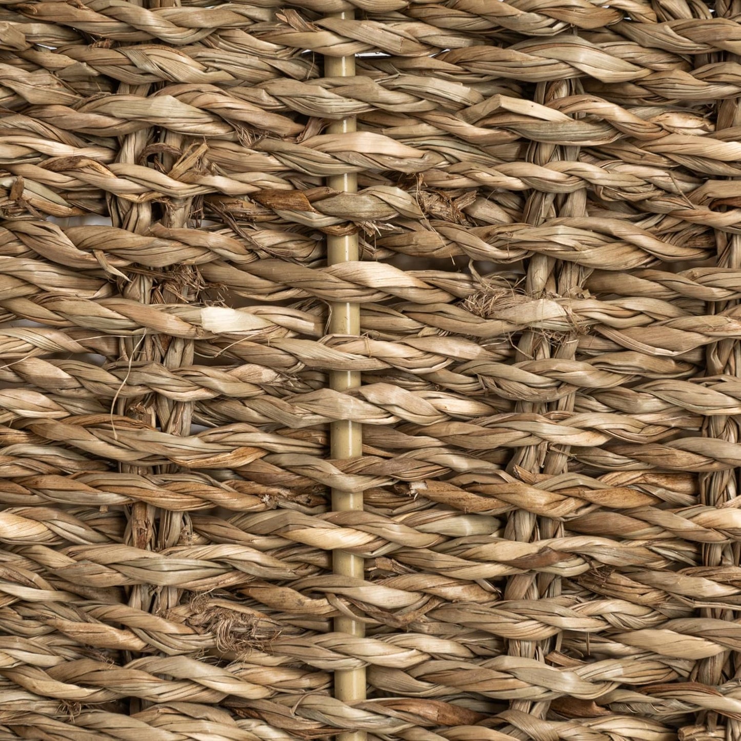 Household Essentials Water Hyacinth Rectangular Storage Basket with Handwoven Fibers and Iron Frame, Natural Finish