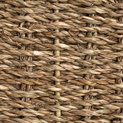 Household Essentials Water Hyacinth Rectangular Storage Basket with Handwoven Fibers and Iron Frame, Natural Finish