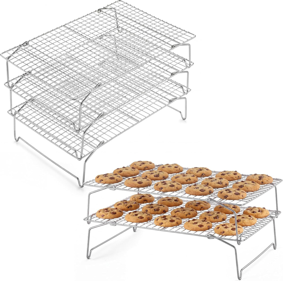 E-far Cooling Rack 15”x10”, 3-Tier Collapsible for Cooking and Baking