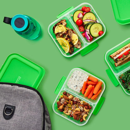 Sistema Nest It Meal Prep Food Storage Containers, 3 Compartments, 8 Cups, BPA-Free, 5-Pack