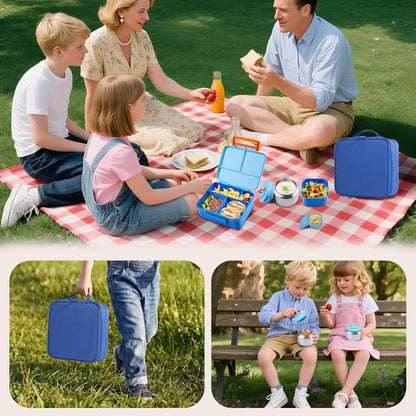 Bento Lunch Box for Kids with Thermo, Leakproof Bento Box with 8oz Insulated Food Jar, Insulated Bottle, Lunch Bag, BPA Free Dishwasher Safe 4 Compartment Container for School Girls Boys (Pink)