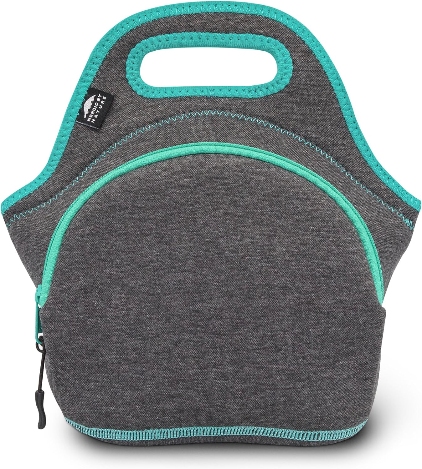 Nordic By Nature Large Neoprene Lunch Bag for Women & Lunch tote for Kids Insulated Lunch bag Reusable Washable Extra Thick Neoprene & Soft Cotton Feel, Premium Stitching, Outside Pocket, (L) Black