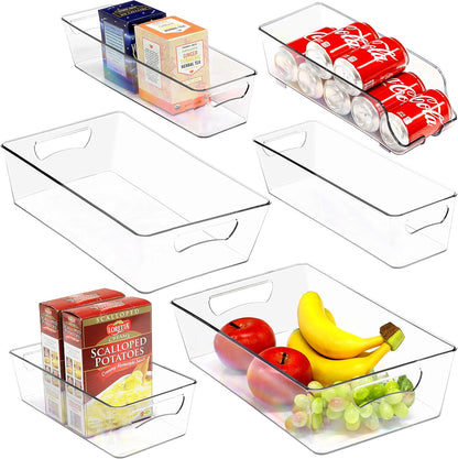 Simple Houseware 4 Pcs Pantry Clear Bin Storage Organizer, 14" x 7" x 3.75"