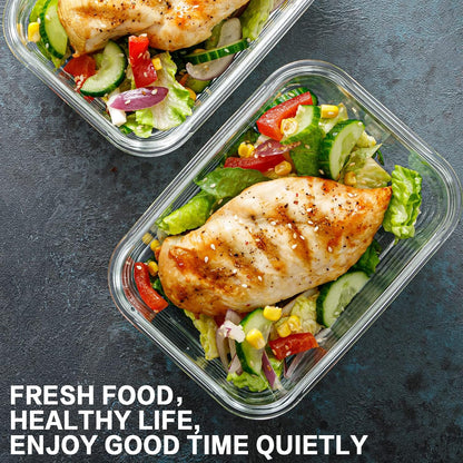 Bayco 10 Pack Glass Meal Prep Containers, Glass Food Storage Containers with Lids, Airtight Lunch Bento Boxes, BPA-Free & Leak Proof (10 lids & 10 Containers) - White