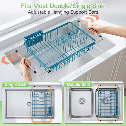 JASIWAY Dish Drying Rack in Sink, Dish Drainer with Cup and Utensil Holder