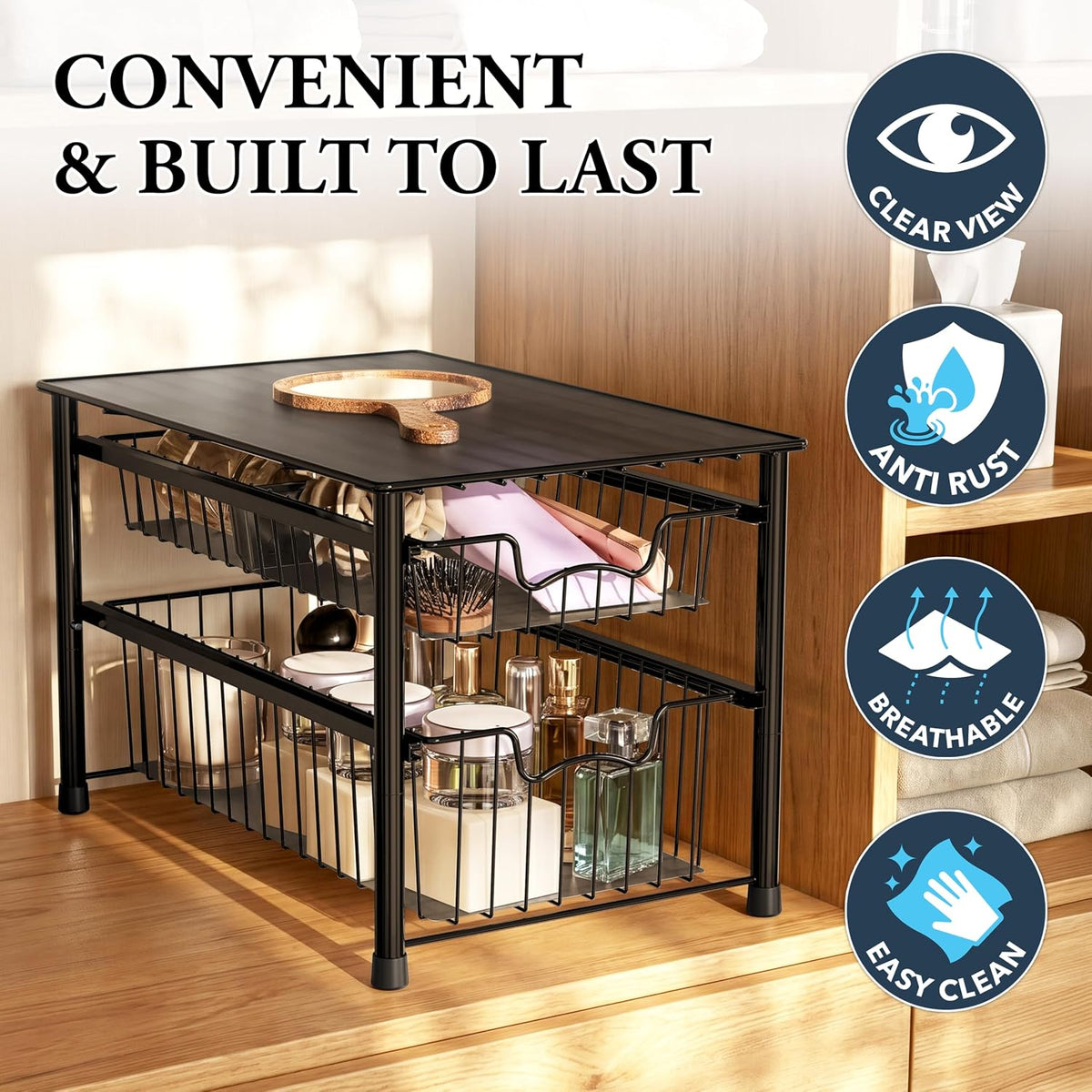 Simple Houseware Stackable Basket Drawer, Chrome
