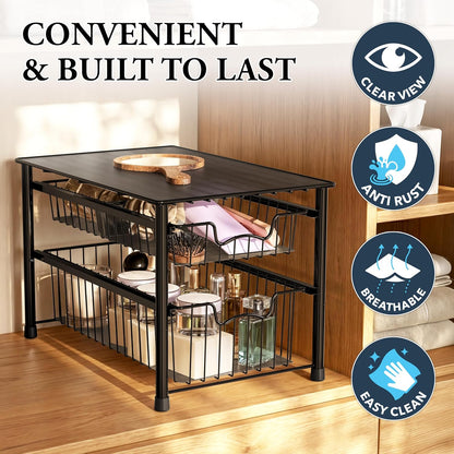 Simple Houseware Stackable Basket Drawer, Chrome