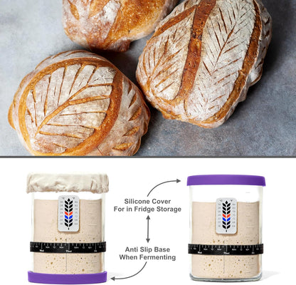 BALCI Premium Sourdough Starter Jar - 40oz Wide Mouth Kit (Blue)