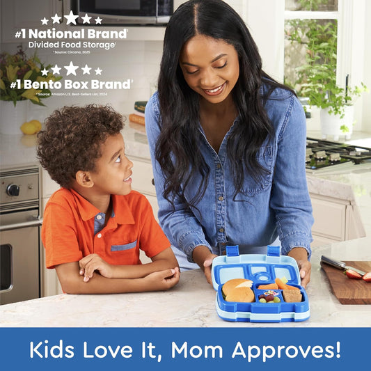Bentgo Kids Bento-Style 5-Compartment Leak-Proof Lunch Box - Ideal Portion Sizes for Ages 3 to 7 - Durable, Drop-Proof, Dishwasher Safe, PFAS & BPA-Free & Made with Food-Safe Materials (Purple)