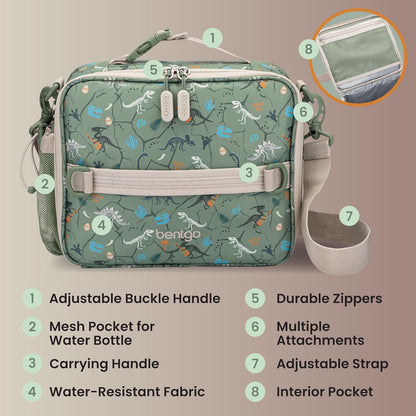 Bentgo Kids Lunch Bag - Durable, Double-Insulated Lunch Bag for Kids 3+; Holds Lunch Box, Water Bottle, & Snacks; Easy-Clean Water-Resistant Fabric & Multiple Zippered Pockets (Mermaid)