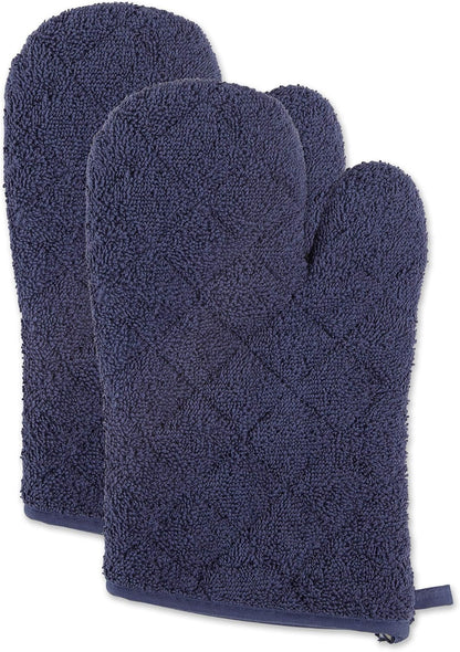 DII Basic Terry Collection 100% Cotton Quilted, Oven Mitt, Brown, 2 Piece