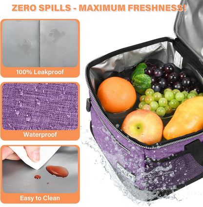 Tirrinia Insulated Lunch Box for Men/Women, Leakproof Lunch Bag for School Work, Large Lunch Tote Kids Boys Girls Student Back to School, Soft Cooler Office Picnic Beach Camping for Adults, Charcoal