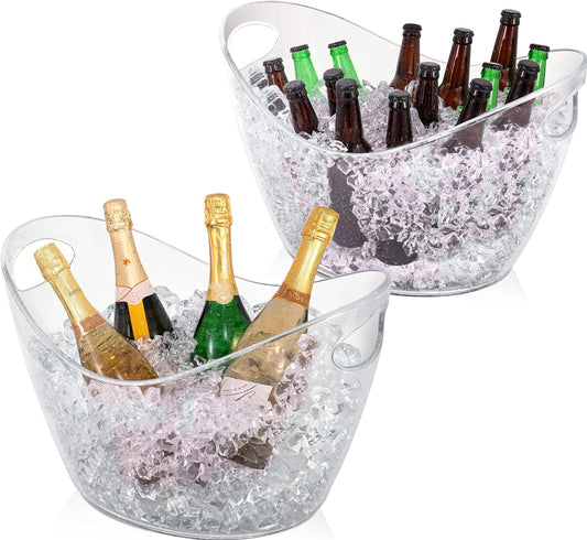 BARsics Large Clear Ice Bucket 3 Gallon(12L), Beverage Tub for Parties (2 Pack)