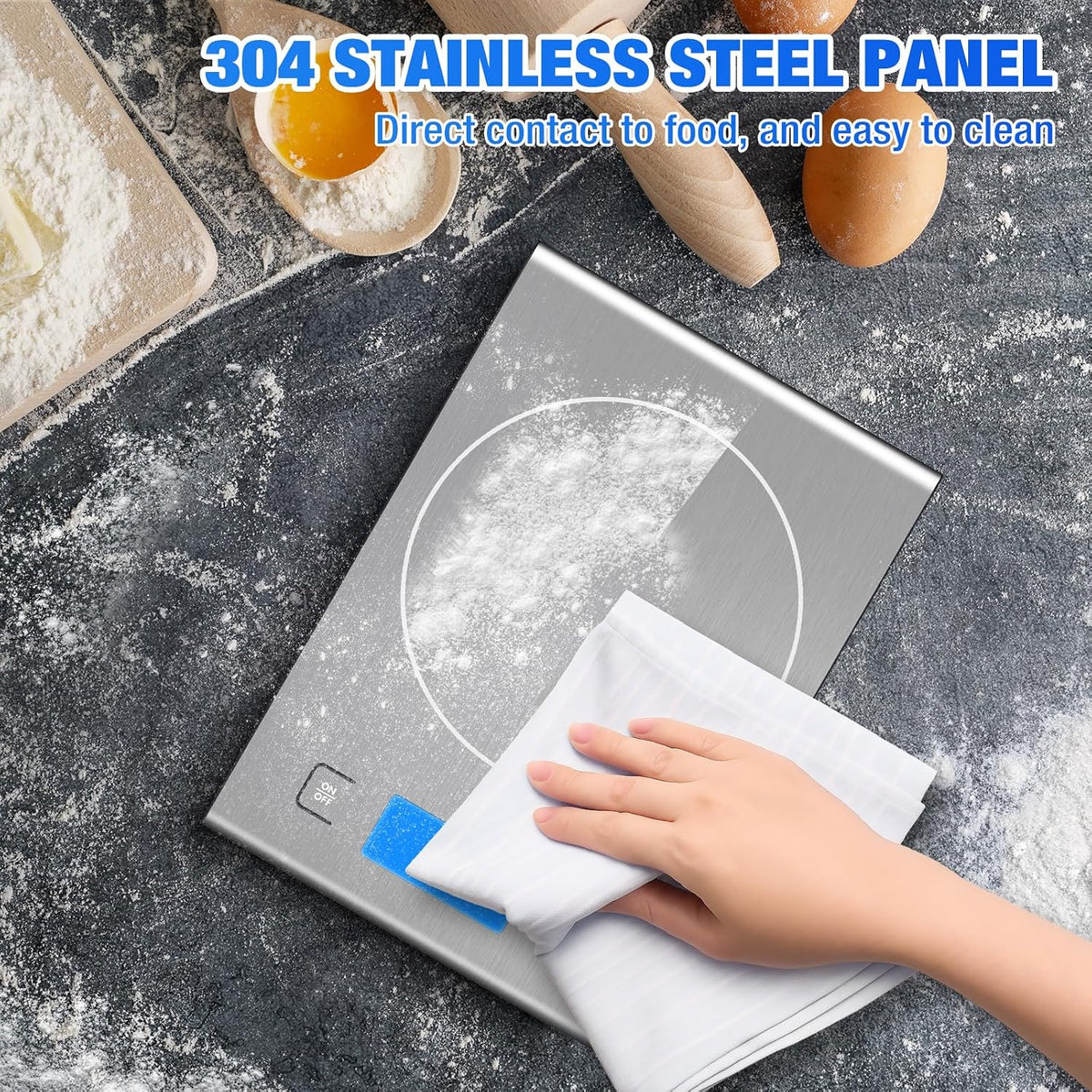 33lb Rechargeable Food Scale, Diyife 304 Stainless Steel Kitchen Scale