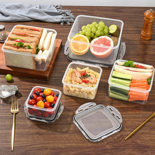 CLWVPCOT 5 Pack Large Food Storage Containers with Leak-Proof Lids, Stackable Kitchen Storage Bowls Sets (14/30/54/80/128 oz), Reusable Meal Prep Plastic Containers, BPA-Free, Dishwasher Safe