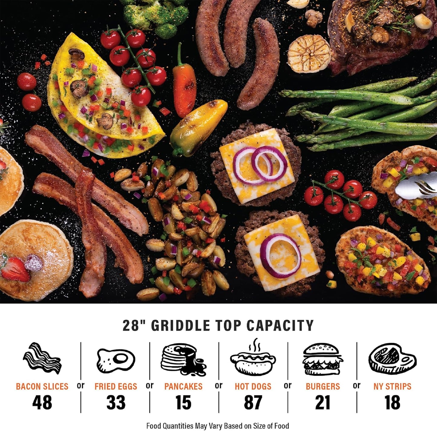 Blackstone Omnivore Outdoor Flat Top Gas Griddle w/Hard Cover, 28” - for Breakfast, BBQ & Grilling w/Steel Cooking Surface, Folding Side Shelves, Rear Grease System & Push-Button Ignition