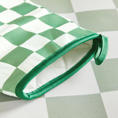Ohocut Navy Blue Checkered Oven Mitts Heat Resistant, Vintage Retro Checkerboard Cute Oven Mitts, Non-Slip Silicone Kitchen Oven Gloves, 2-Pack Set, 7''x13''