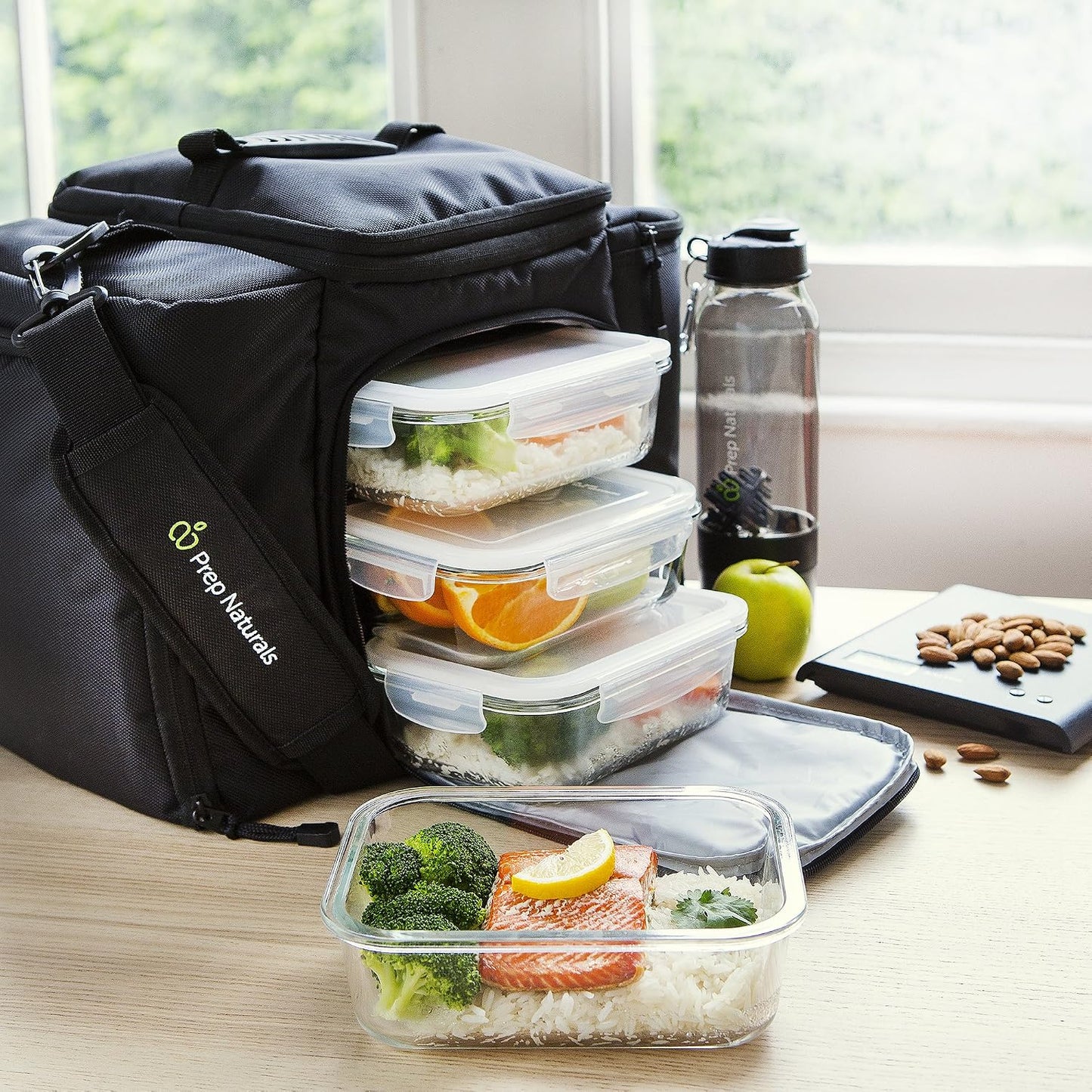 PrepNaturals 5 Pack 30 Oz Glass Meal Prep Containers - Dishwasher Microwave Freezer Oven Safe - Glass Storage Containers with Lids (Multi-Compartment)