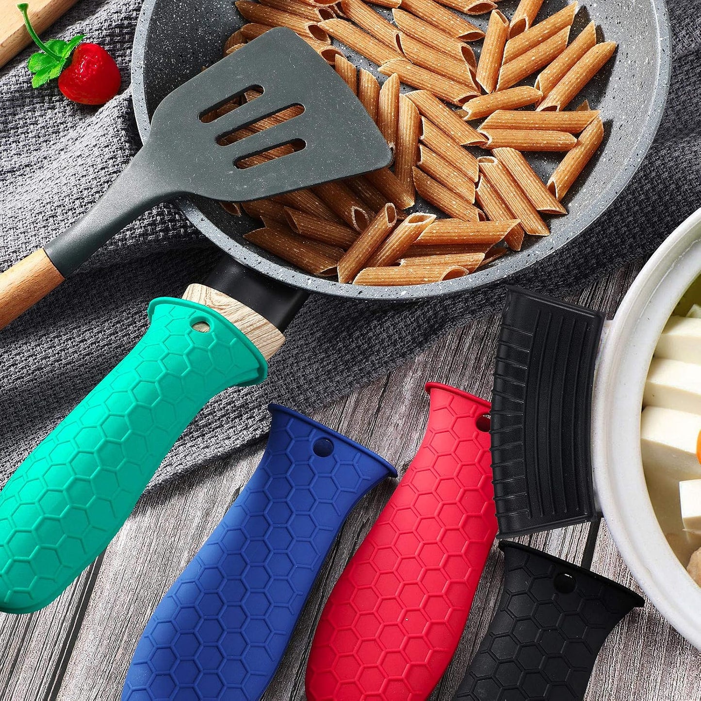 Patelai 8Pcs Silicone Cast Iron Handle Cover,Black