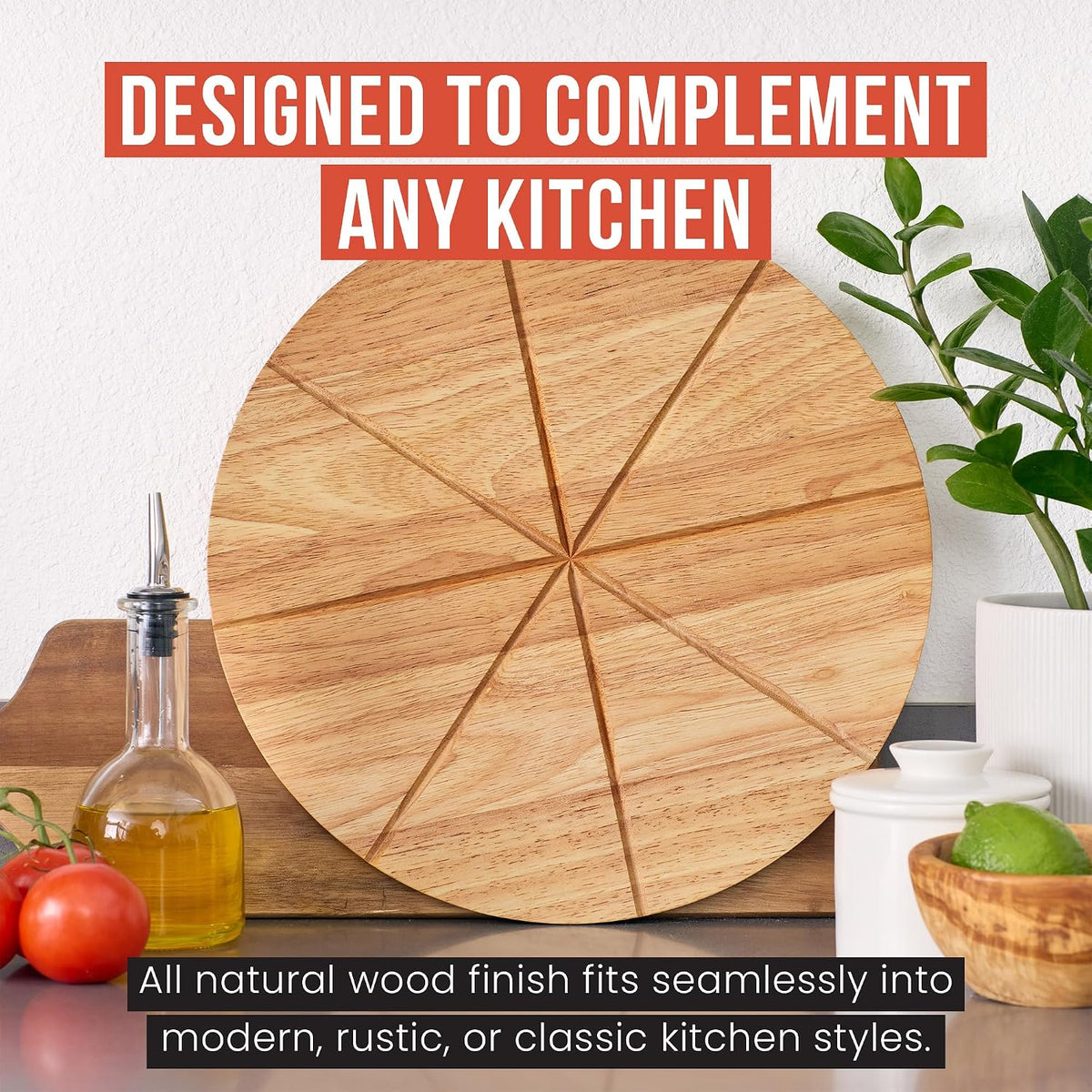 Chef Pomodoro Stainless 14 inch Pizza Cutting Board, Pizza Cutter Combo Set