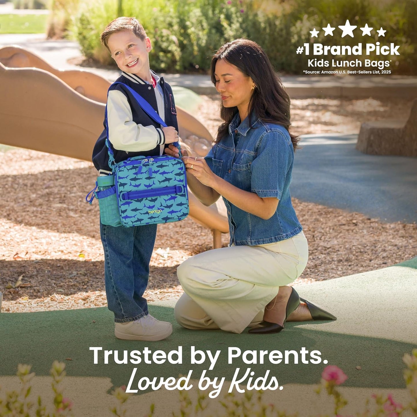 Bentgo Kids Lunch Bag - Durable, Double-Insulated Lunch Bag for Kids 3+; Holds Lunch Box, Water Bottle, & Snacks; Easy-Clean Water-Resistant Fabric & Multiple Zippered Pockets (Mermaid)