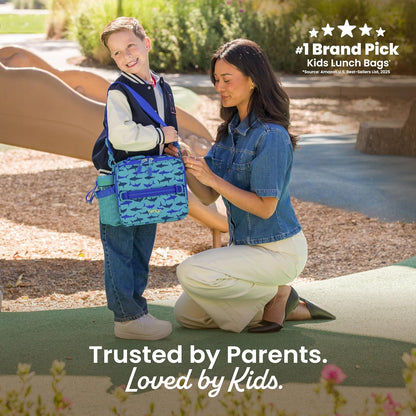 Bentgo Kids Lunch Bag - Durable, Double-Insulated Lunch Bag for Kids 3+; Holds Lunch Box, Water Bottle, & Snacks; Easy-Clean Water-Resistant Fabric & Multiple Zippered Pockets (Mermaid)