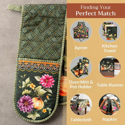 Maison d' Hermine 100% Cotton Oven Mitt & Pot Holder Set (7.5"x13" & 8"x8") - Colors C
