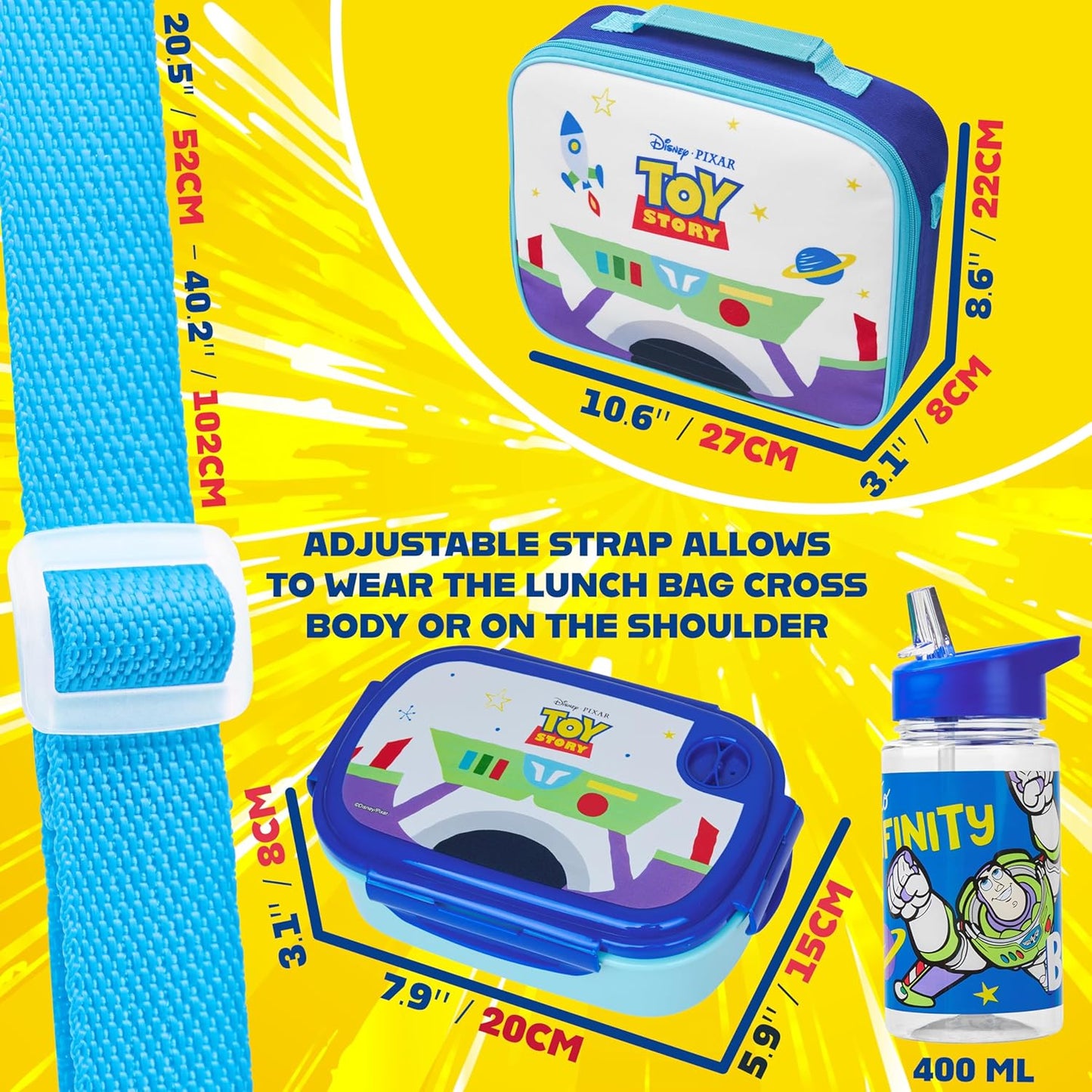 Get Trend SpongeBob Squarepants Water Bottle Lunch Box Lunch Bag Kids Set 3 Pcs Insulated Snack Bag for School Travel Gifts for Kids (Blue SpongeBob)