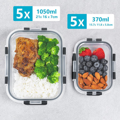Igluu Meal Prep Glass Containers with Air Vent Lids (5 Pack+Extra Lid) – Airtight & BPA-Free – Oven, Microwave, Freezer and Dishwasher Safe – 28oz – Durable Borosilicate Glass