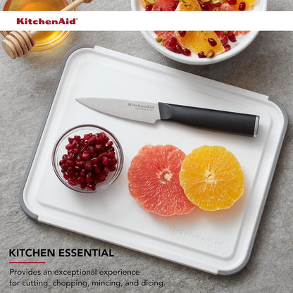 KitchenAid Classic Plastic Cutting Board with Perimeter Trench and Non Slip Edges, Dishwasher Safe, 12 inch x 18 inch, Gray