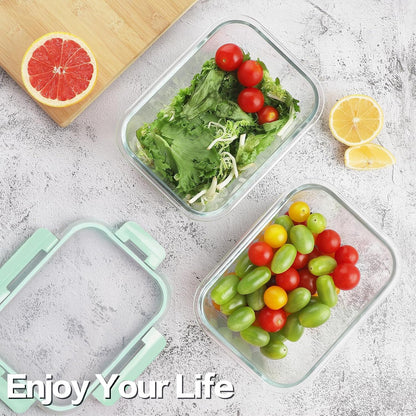 10 Pack Borosilicate Glass Meal Prep Containers with Locking Lids, Glass Food Storage Containers Set, Airtight Lunch Bento Boxes, BPA-Free & Leak Proof, 36oz & 14oz, Freezer, Oven Safe-Pink
