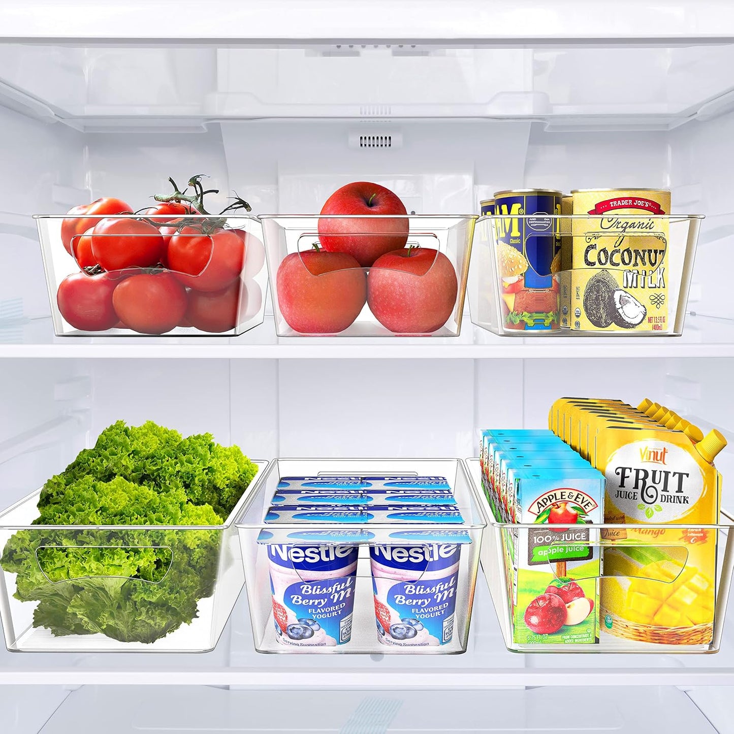 Simple Houseware 4 Pcs Pantry Clear Bin Storage Organizer, 14" x 7" x 3.75"
