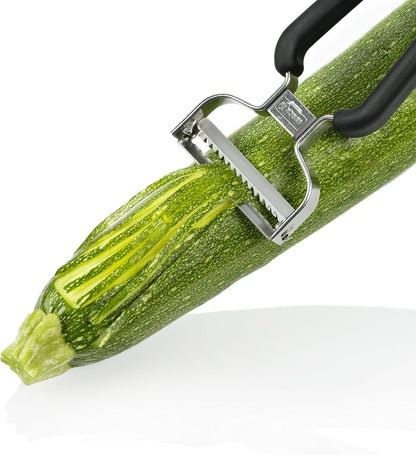 Lurch Germany Julienne Vegetable Y Peeler 5.1 x 2.3 Inches / 13 cm x 6 cm | Stainless Steel Cutter & Slicer for Carrot, Potato & Apple | Veggie Zoodles Maker | Non-slip Comfortable Handle - Black