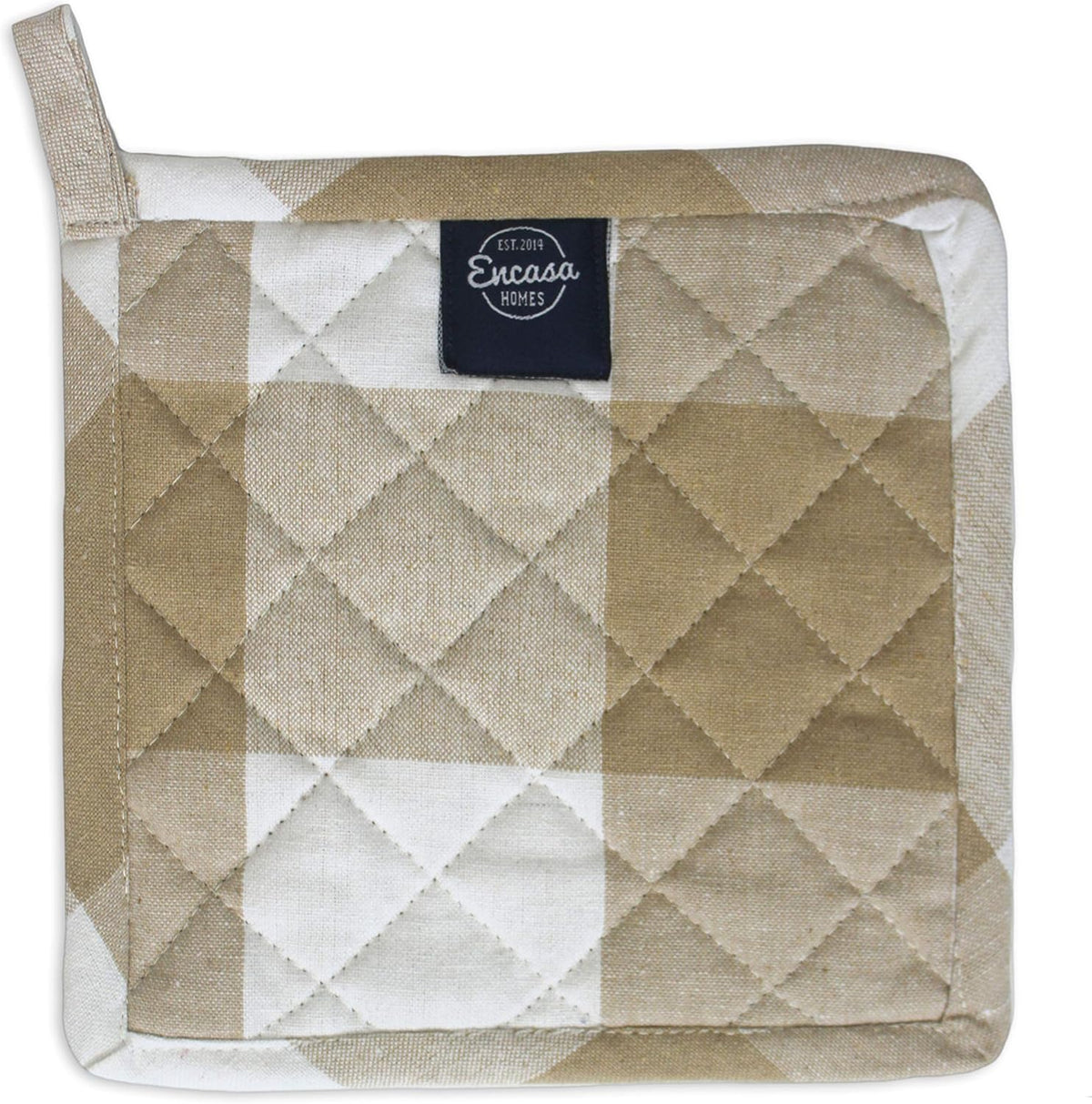 Encasa XO Pot Holders, Quilted Kitchen Hot Pads 8"x8" Black