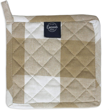Encasa XO Pot Holders, Quilted Kitchen Hot Pads 8"x8" Black
