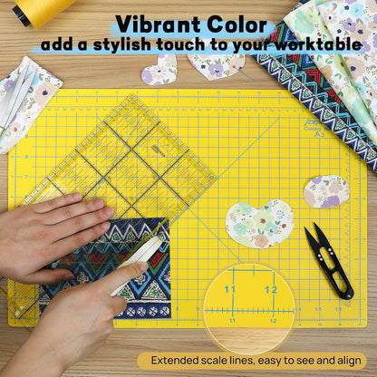 Self Healing Cutting Mat 18" x 12", A3 Double-Sided for Quilting & Sewing, Non-slip, 5-Ply Rotary Cutting Mat for Crafts Cutting Fabric Scrapbooking, and Small Modeling Projects, Anthracite Gray