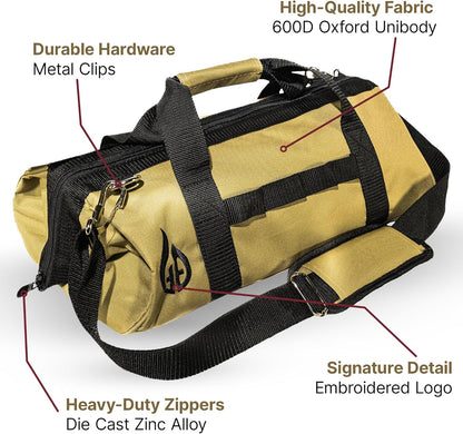 Grill Tool Bag 18 Inch with Adjustable Divider - Premium BBQ Accessory Storage Case for Blackstone Griddle Tools, Heavy-Duty Wipe Clean Canvas, Tailgating, Trunk, Camping Organizer - Gifts for Men