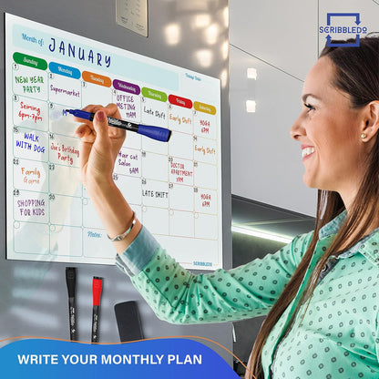 Monthly Planner (Pack of 3) Magnetic Whiteboard Refrigerator Calendar Dry Erase Weekly Planner Magnetic Calendar for Fridge to Do List White Board Dry Erase Shopping Grocery List 6 Markers Included