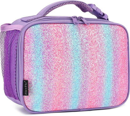 FlowFly Kids Lunch box Insulated Soft Bag Mini Cooler Back to School Thermal Meal Tote Kit for Girls, Boys, Black