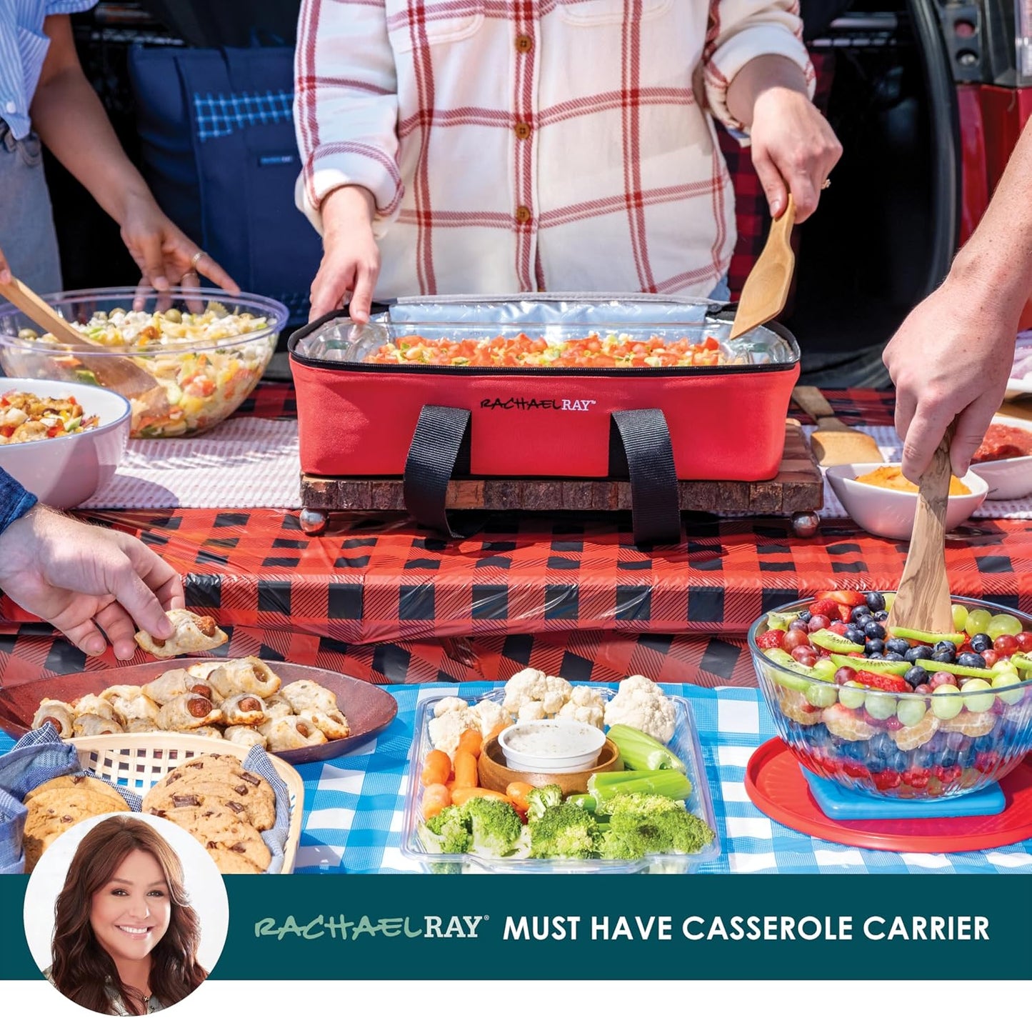 Rachael Ray Lasagna Lugger, Thermal Insulated Casserole Carrier for Hot or Cold Food, Lugger Tote for Potluck, Parties, Picnic, and Cookouts, Fits 9" x 13" Baking Dish