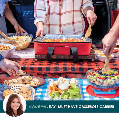 Rachael Ray Lasagna Lugger, Thermal Insulated Casserole Carrier for Hot or Cold Food, Lugger Tote for Potluck, Parties, Picnic, and Cookouts, Fits 9" x 13" Baking Dish