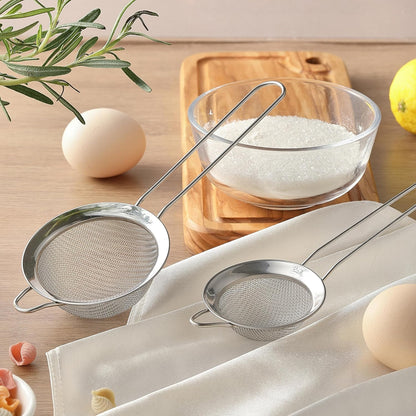 Fine Mesh Strainers, 2 Pack Mini Metal Sieve with Handle for Kitchen Filter