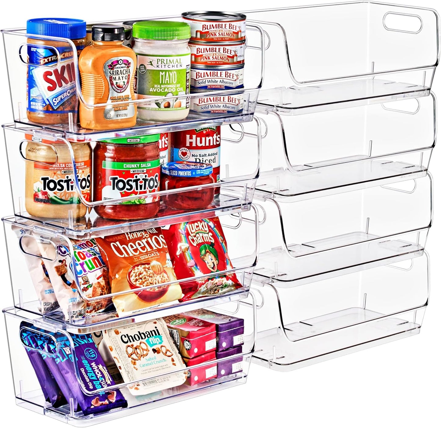 Sorbus Stackable Storage Bins Open Front - Clear Stackable Storage Bins - Pantry Bins for Storage and Organization - Acrylic Stackable Bins for Kitchen - Clear Pantry Organizer Bins (Medium 2 Pack)