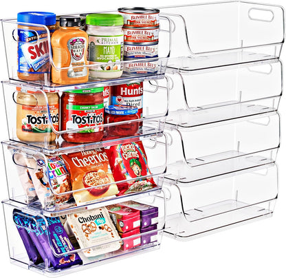 Sorbus Stackable Storage Bins Open Front - Clear Stackable Storage Bins - Pantry Bins for Storage and Organization - Acrylic Stackable Bins for Kitchen - Clear Pantry Organizer Bins (Medium 2 Pack)